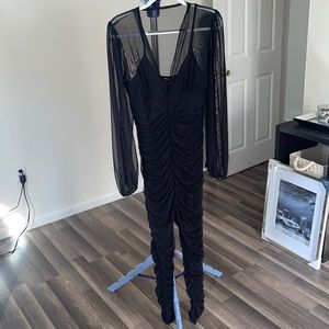 Very stretchy black ruffled jumpsuit